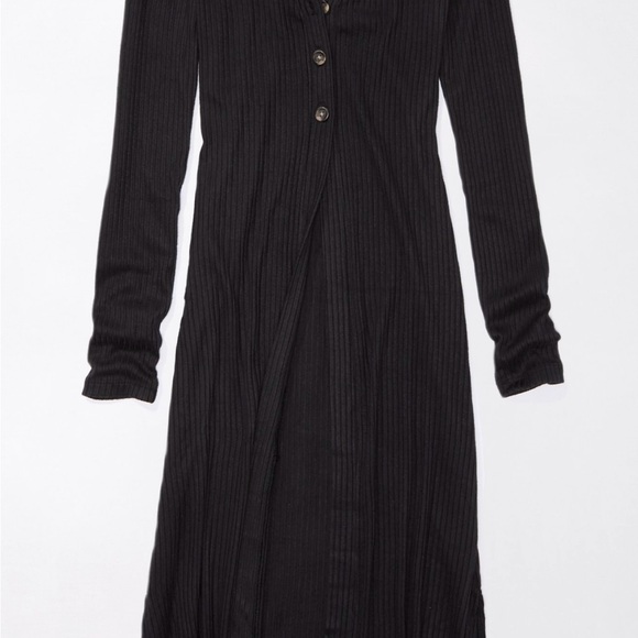 American Eagle Outfitters Charcoal/Black Long Sleeve Long Duster Cardigan - Picture 7 of 9